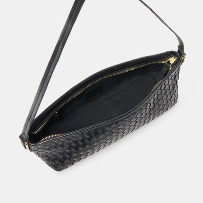 SAVAII WOVEN SHOULDER BAG BLACK WOVEN LEATHER