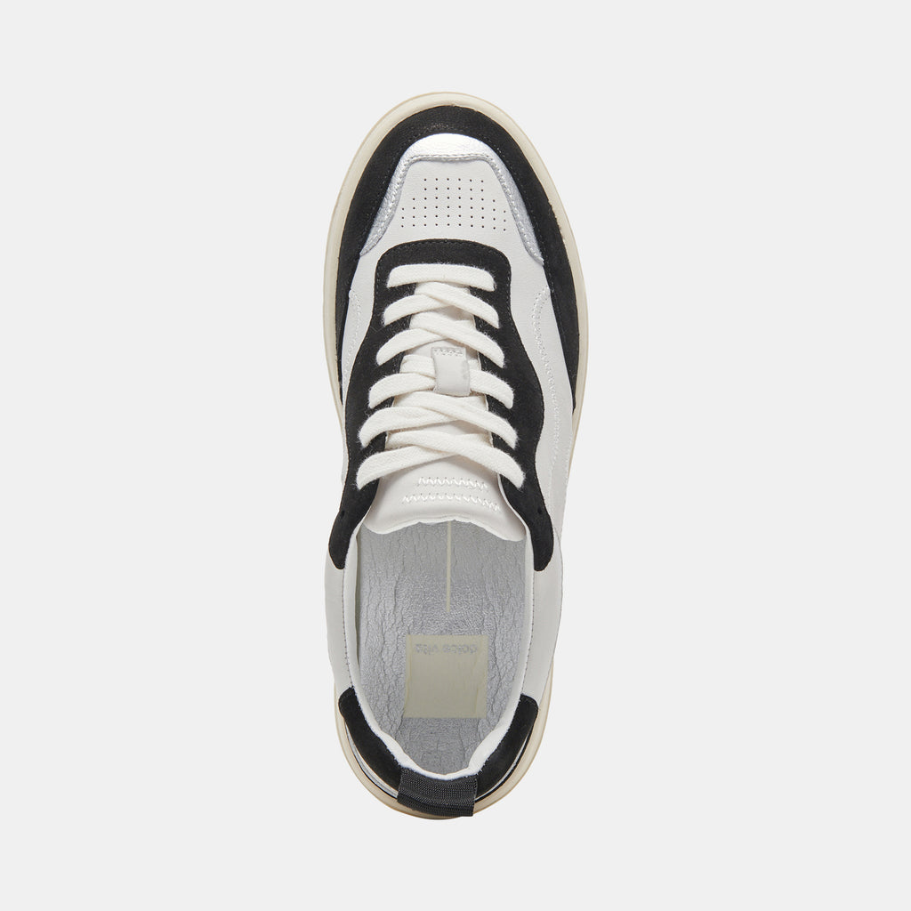 Adella Sneakers White Black Leather | Comfortable White Black Sneakers ...