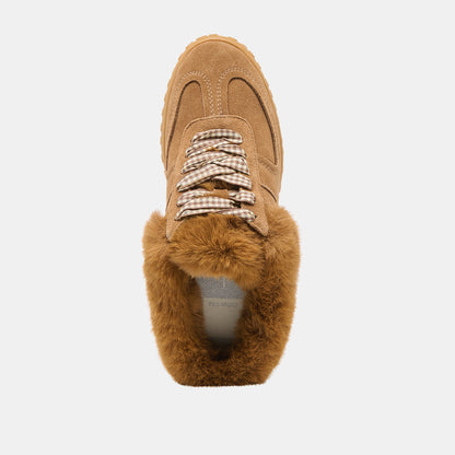 IZZEY PLUSH SNEAKERS LT BROWN SUEDE