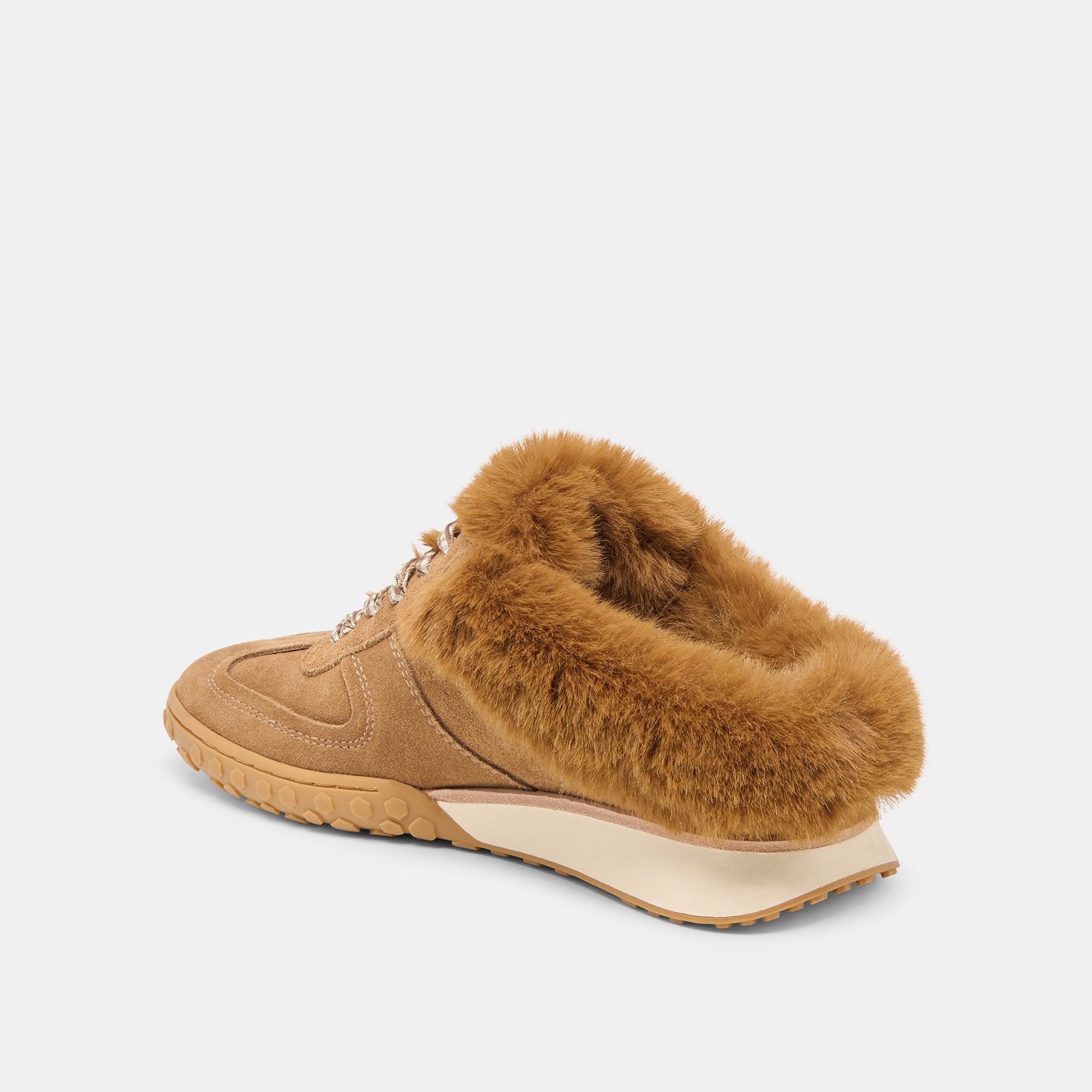 Izzey Plush Lt Brown Suede Sneakers | Dolce Vita