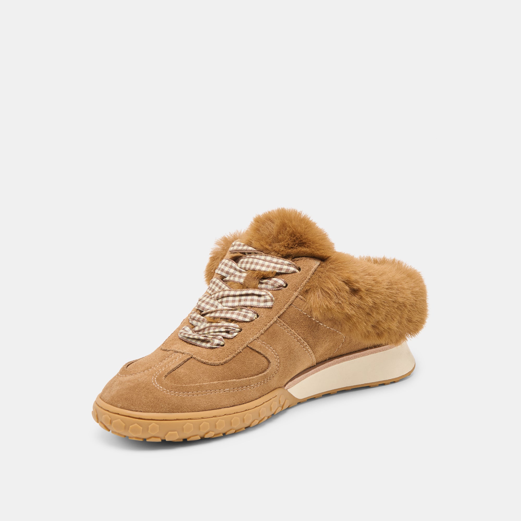 Izzey Plush Lt Brown Suede Sneakers | Dolce Vita