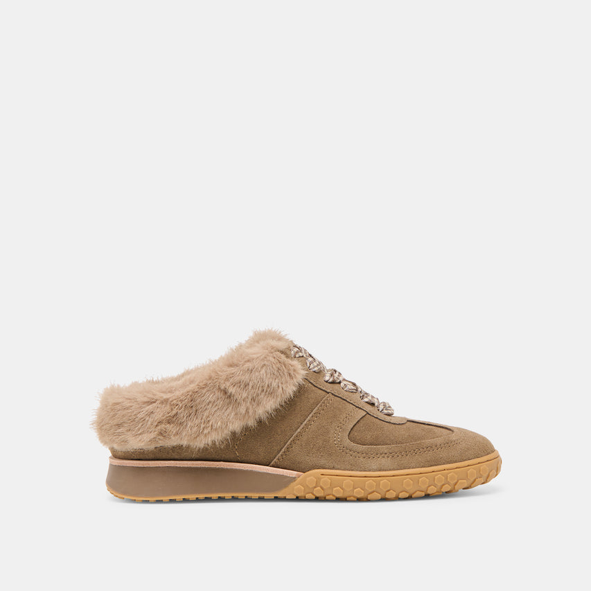 IZZEY PLUSH SNEAKERS OLIVE SUEDE
