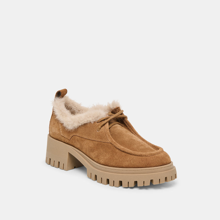 MILZA PLUSH LOAFERS LT BROWN SUEDE