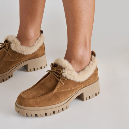 MILZA PLUSH LOAFERS LT BROWN SUEDE