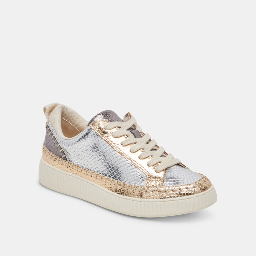 NICONA SNEAKERS SILVER GOLD EMBOSSED LEATHER - image 2