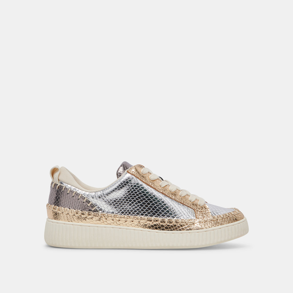 NICONA SNEAKERS SILVER GOLD EMBOSSED LEATHER - image 1