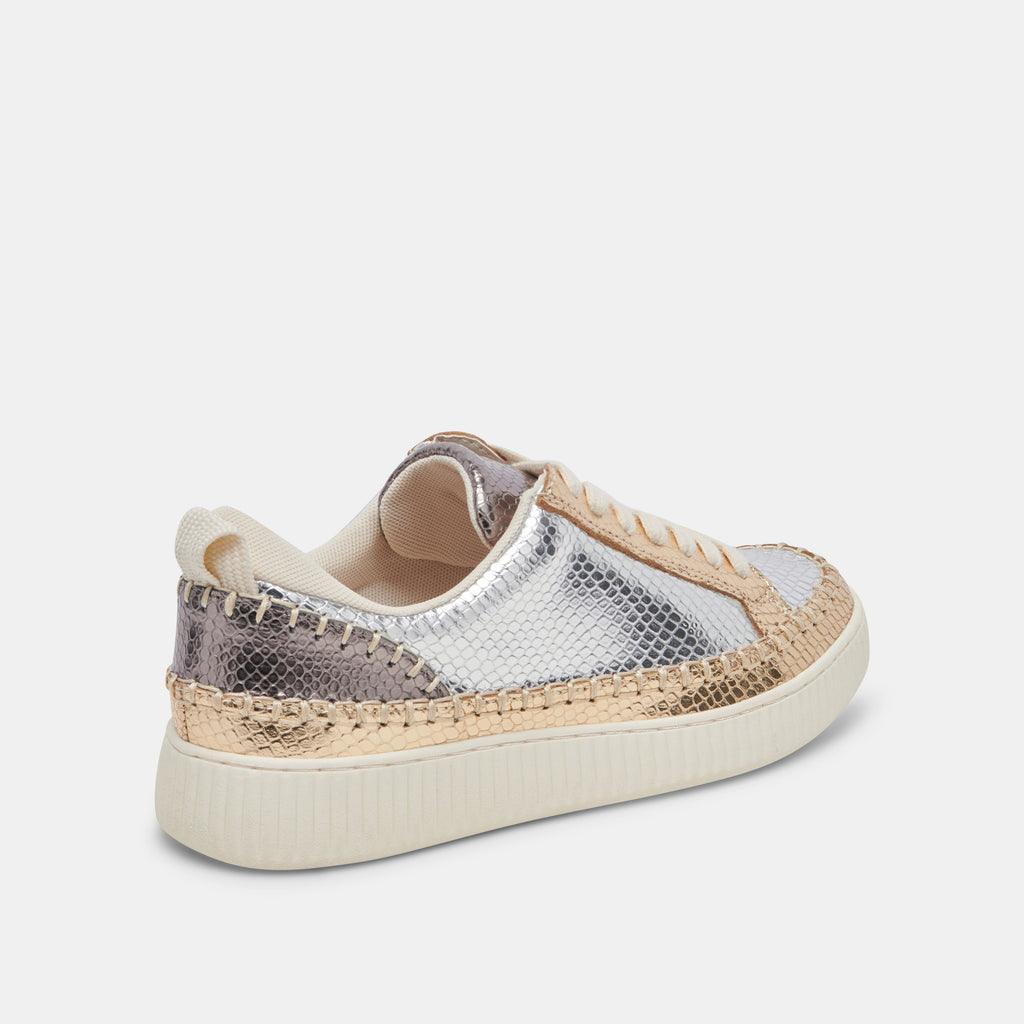 NICONA SNEAKERS SILVER GOLD EMBOSSED LEATHER - image 3
