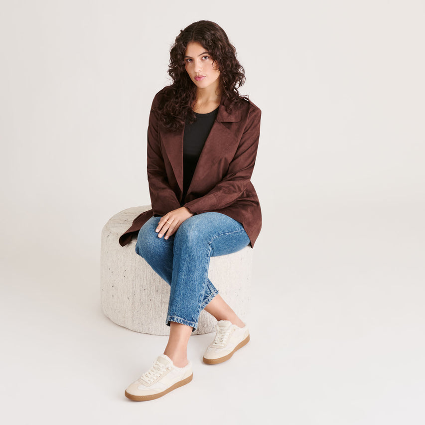 NOTICE SLIDE PLUSH SNEAKERS OFF WHITE CRACKLED LEATHER