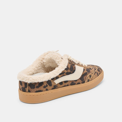 NOTICE SLIDE PLUSH SNEAKERS BROWN LEOPARD PRINTED SUEDE