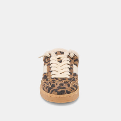NOTICE SLIDE PLUSH SNEAKERS BROWN LEOPARD PRINTED SUEDE