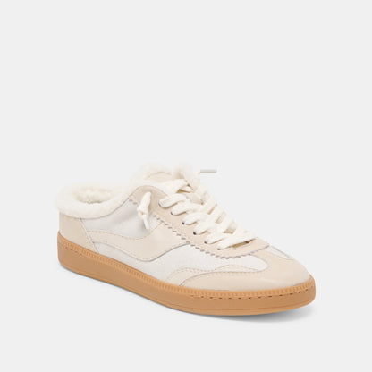 NOTICE SLIDE PLUSH SNEAKERS OFF WHITE CRACKLED LEATHER