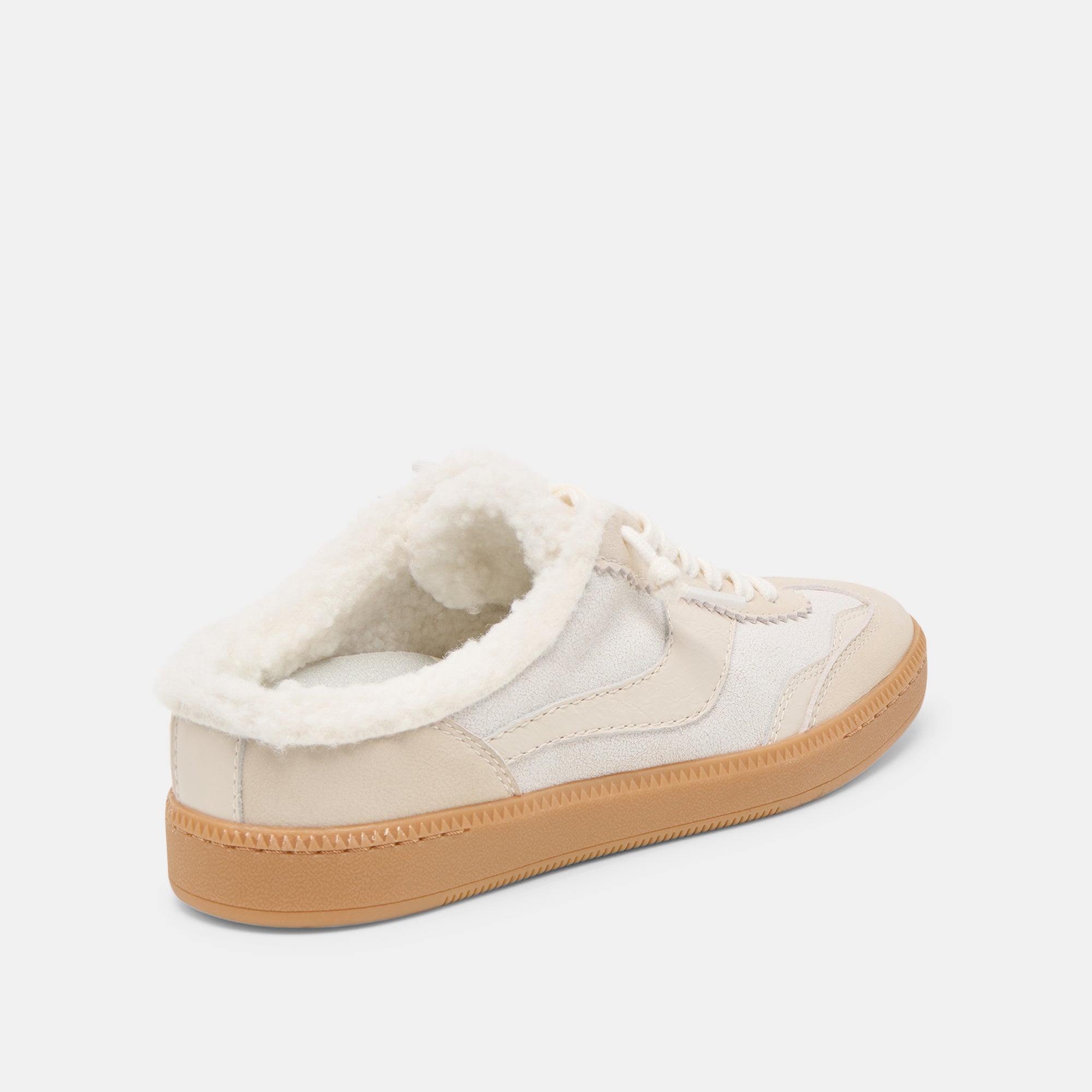 NOTICE SLIDE PLUSH SNEAKERS OFF WHITE CRACKLED LEATHER