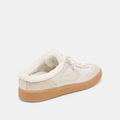 NOTICE SLIDE PLUSH SNEAKERS OFF WHITE CRACKLED LEATHER