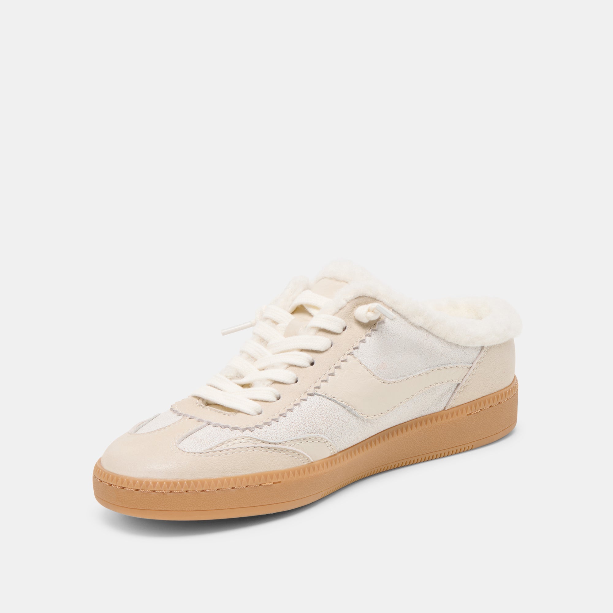 NOTICE SLIDE PLUSH SNEAKERS OFF WHITE CRACKLED LEATHER