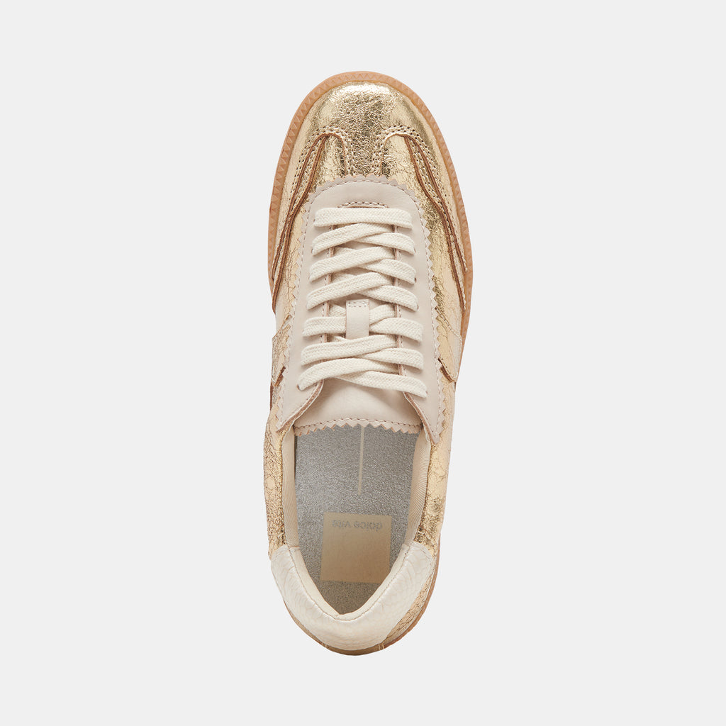 Notice Sneakers Gold Distressed Leather | Gold Leather Sneakers â Dolce Vita