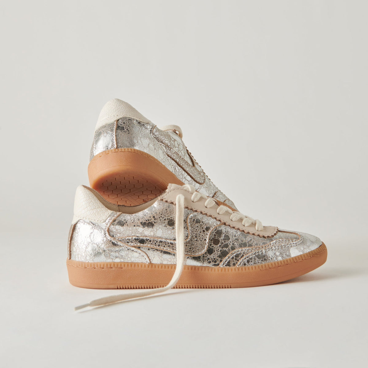 Notice Sneakers Silver Distressed Leather | Silver Leather Sneakers â Dolce Vita