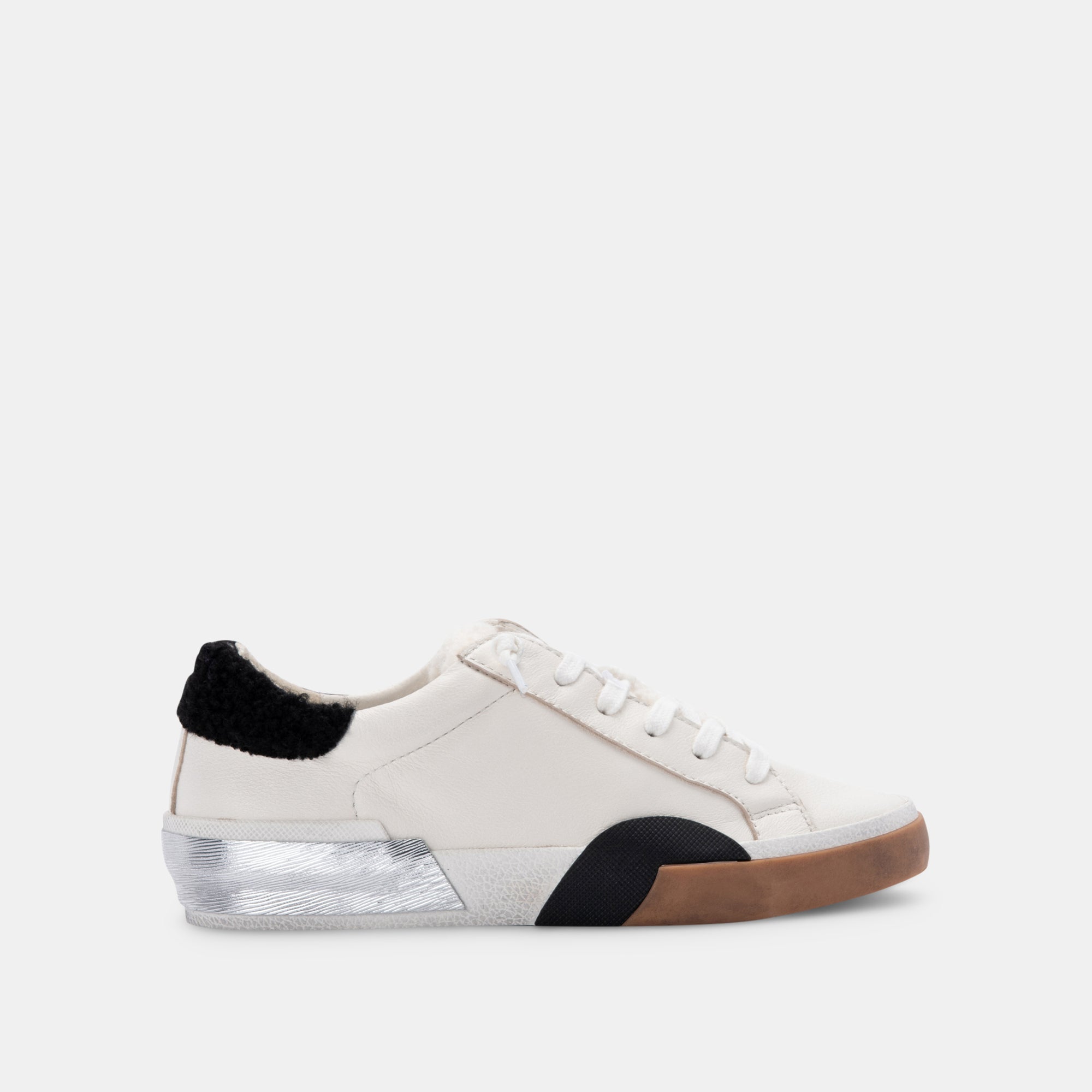Dolce Vita Zina Plush Sneaker, Size 9 - White/ Black Leather at Nordstrom Rack