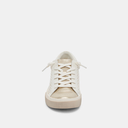 ZINA WIDE SNEAKERS BONE GOLD WOVEN