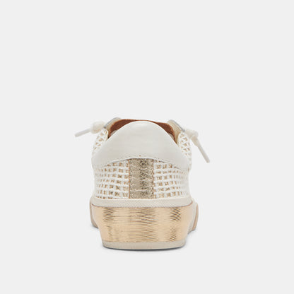 ZINA WIDE SNEAKERS BONE GOLD WOVEN