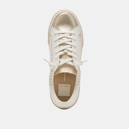 ZINA WIDE SNEAKERS BONE GOLD WOVEN