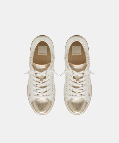 ZINA WIDE SNEAKERS BONE GOLD WOVEN