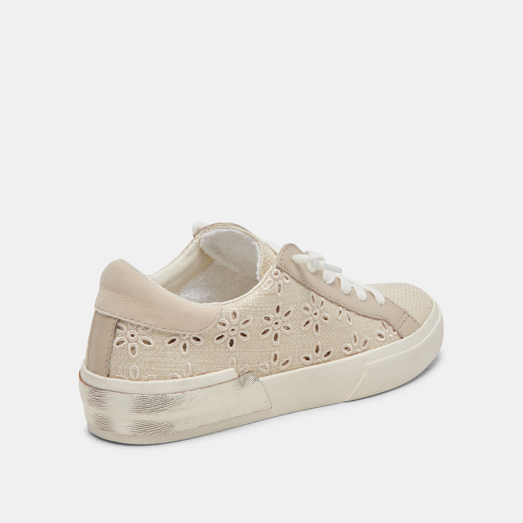 ZINA SNEAKERS OATMEAL FLORAL EYELET - image 3