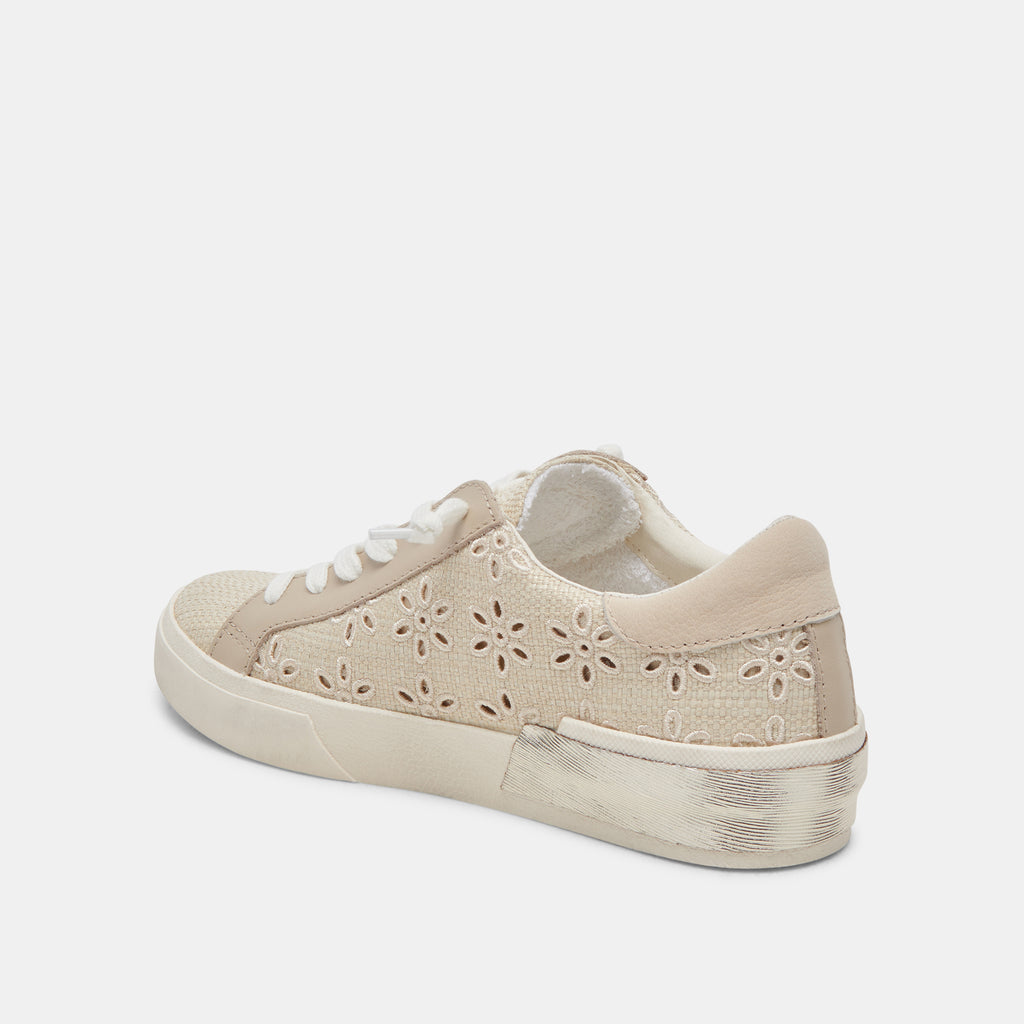ZINA SNEAKERS OATMEAL FLORAL EYELET - image 5