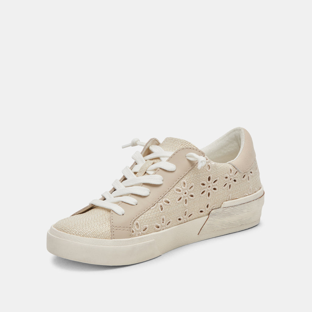 ZINA SNEAKERS OATMEAL FLORAL EYELET - image 4