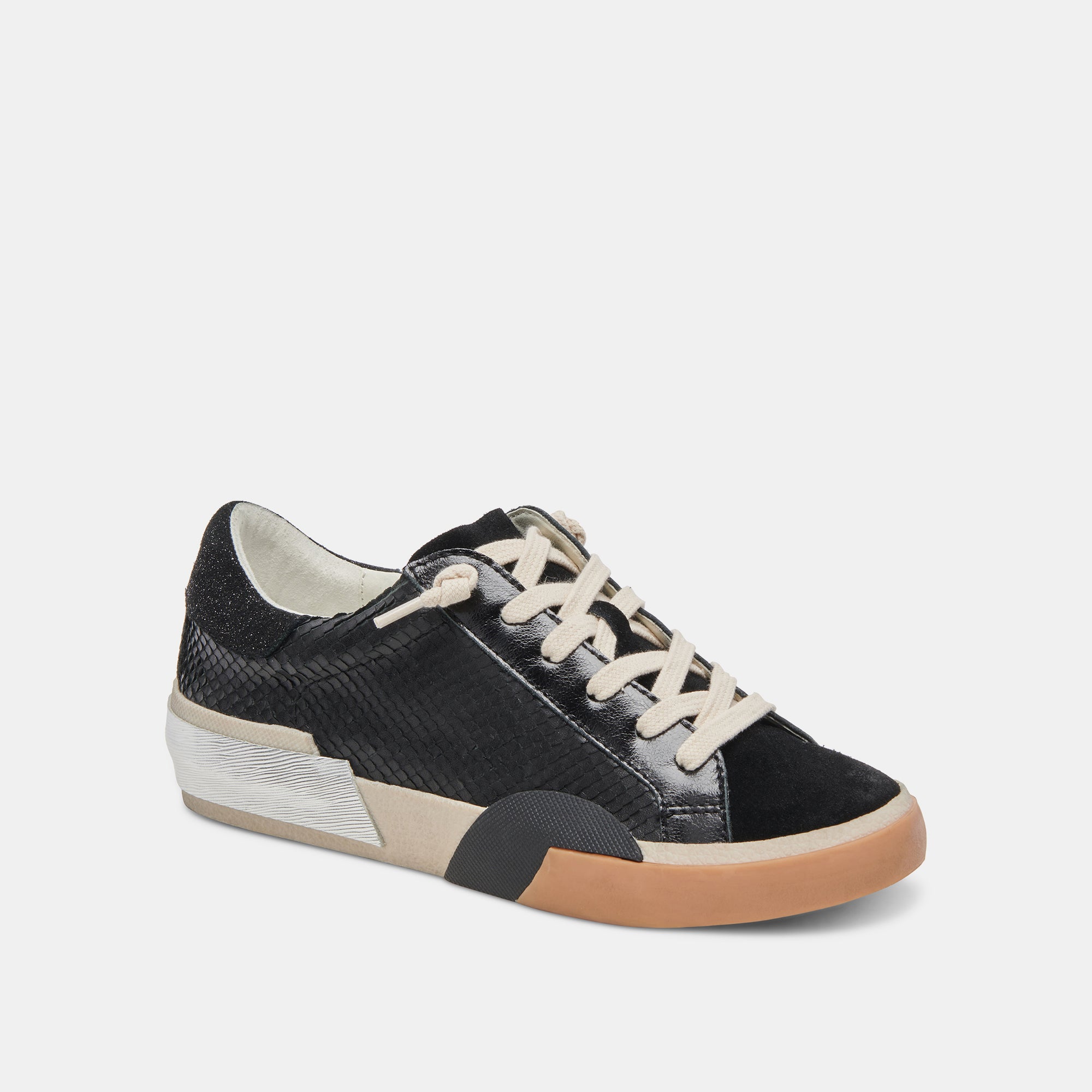ZINA SNEAKERS ONYX EMBOSSED LEATHER – Dolce Vita