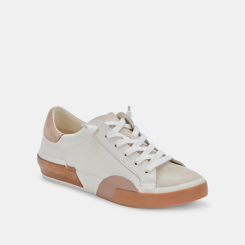 ZINA WIDE SNEAKERS WHITE TAN LEATHER - image 3