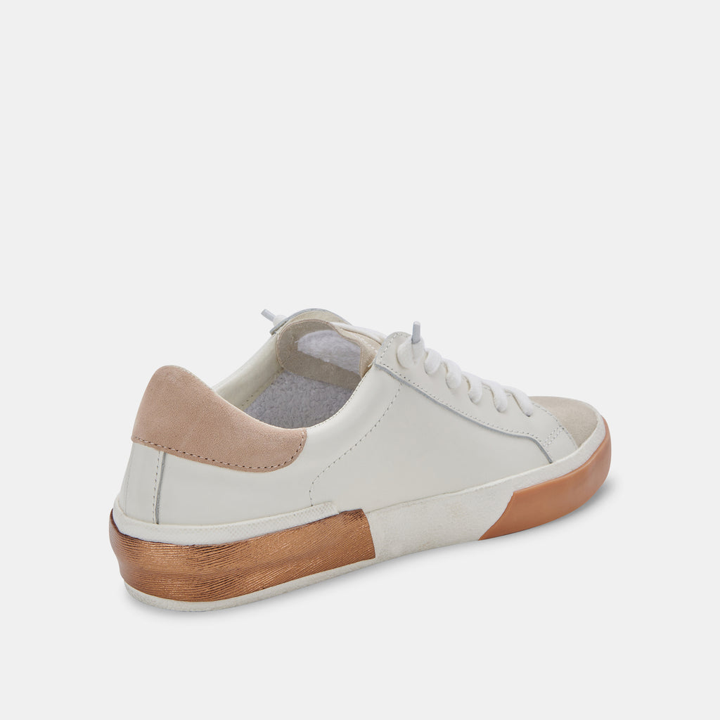 ZINA WIDE SNEAKERS WHITE TAN LEATHER - image 5