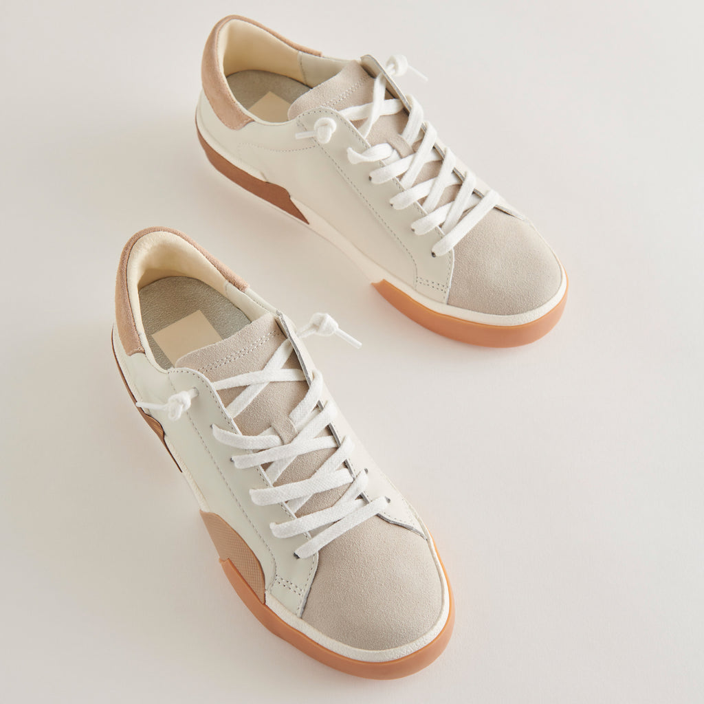 ZINA WIDE SNEAKERS WHITE TAN LEATHER - image 4