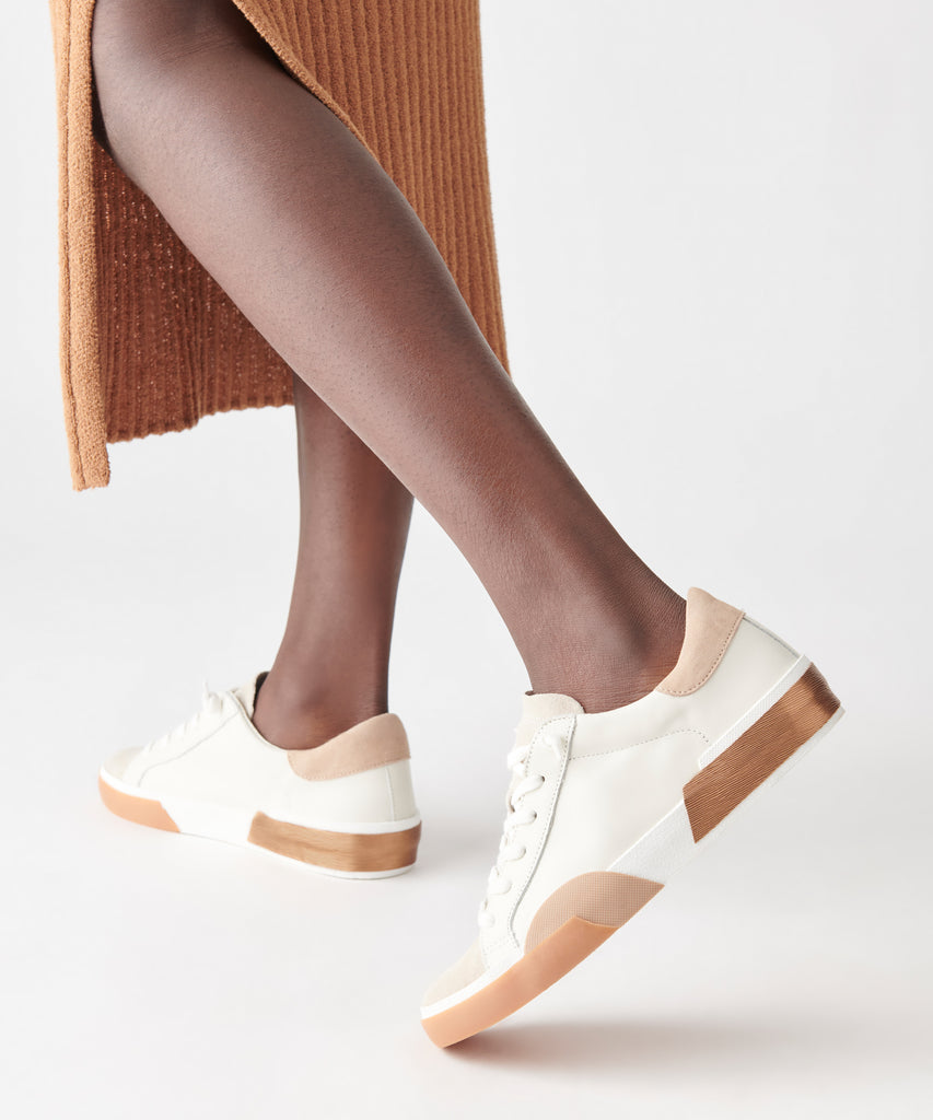 ZINA WIDE SNEAKERS WHITE TAN LEATHER - image 9