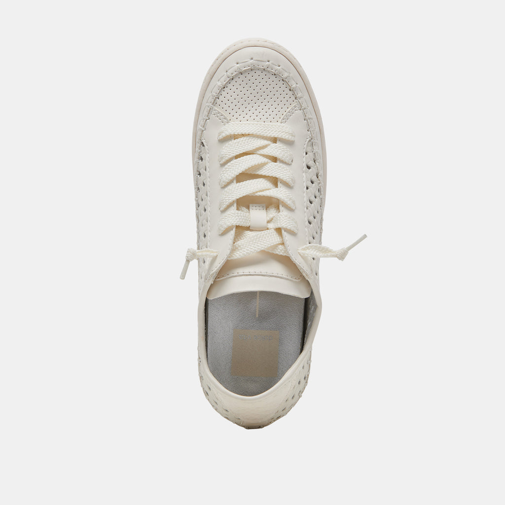 ZOLEN SNEAKERS WHITE PERFORATED LEATHER – Dolce Vita