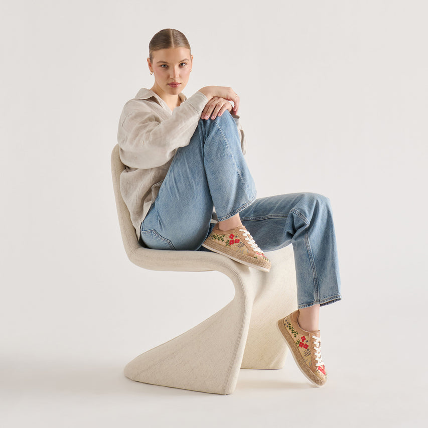 AZALIA SNEAKERS SAND FLORAL RAFFIA