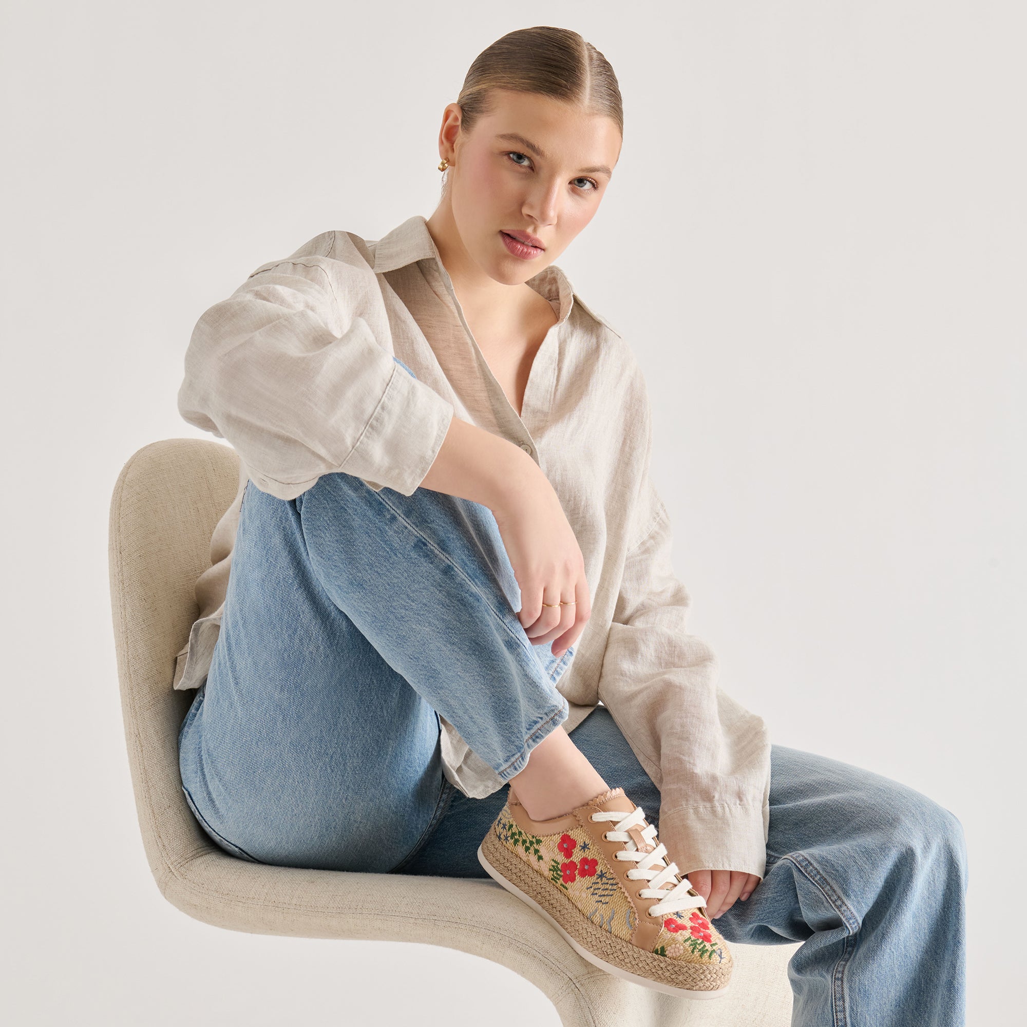 AZALIA SNEAKERS SAND FLORAL RAFFIA - view 6