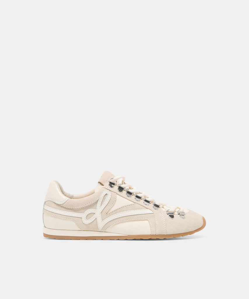 DEACON Ivory Suede Lace-Up Sneakers | Dolce Vita