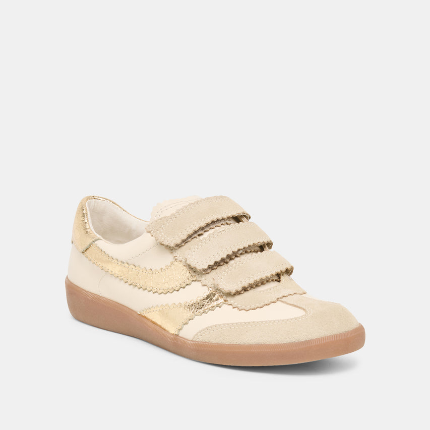 MERIT VELCRO SNEAKERS WHITE GOLD LEATHER