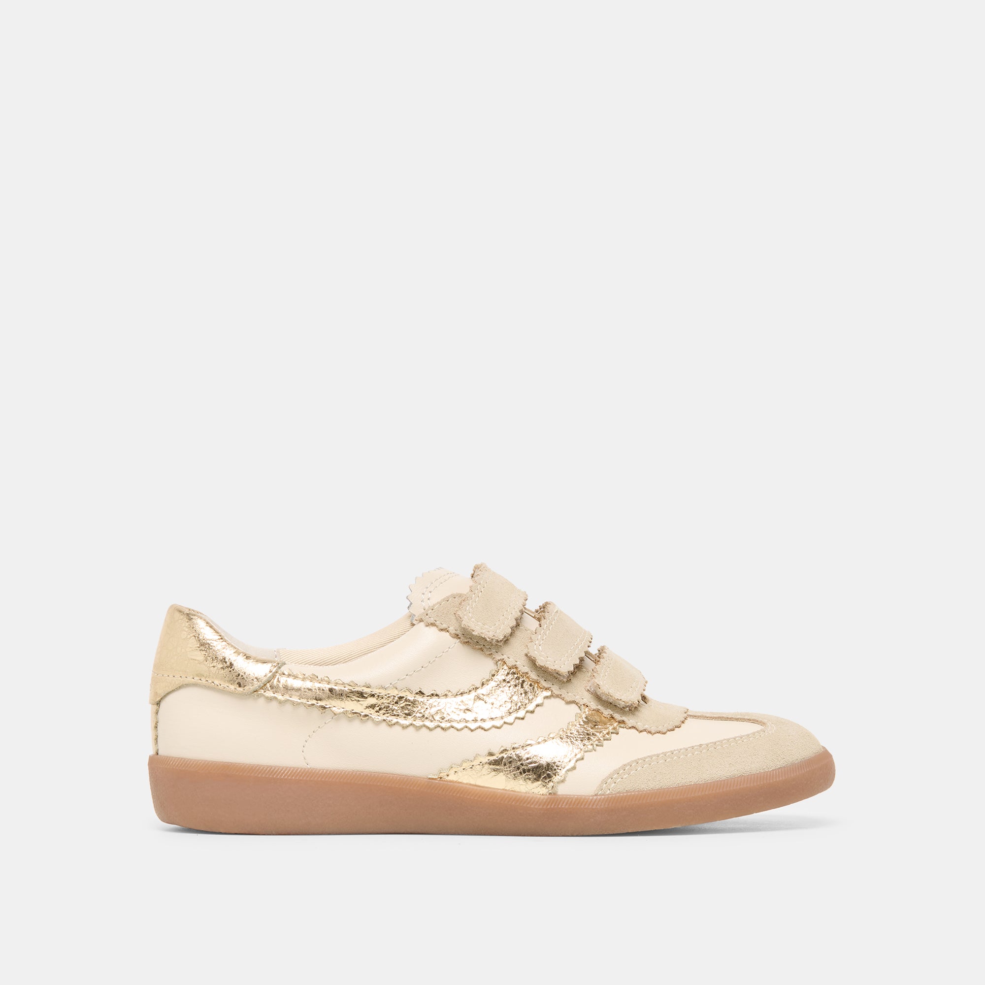 Merit Velcro White Gold Leather Sneakers | Dolce Vita