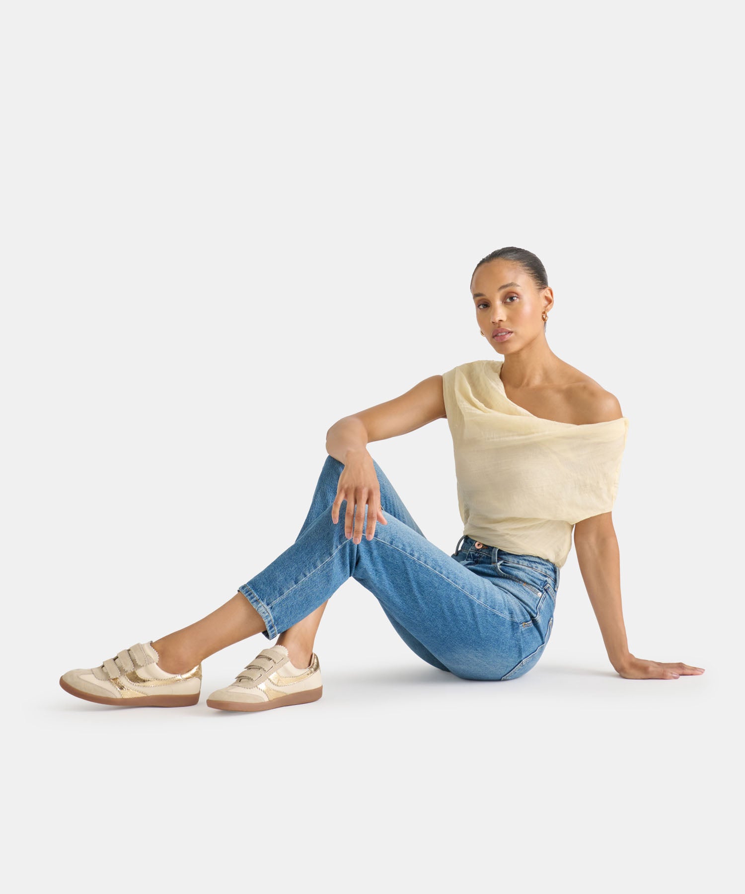 MERIT VELCRO SNEAKERS WHITE GOLD LEATHER - view 2