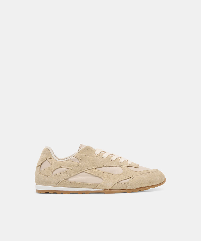 SOLO Ivory Suede Lace-Up Low Profile Sneakers | Dolce Vita