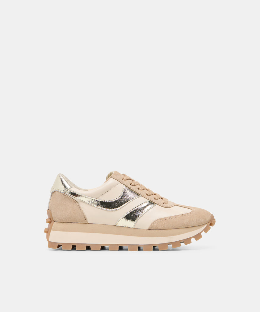 TRESA White Gold Suede Platform Sneakers | Dolce Vita
