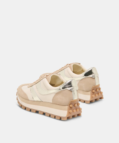TRESA SNEAKERS WHITE GOLD SUEDE