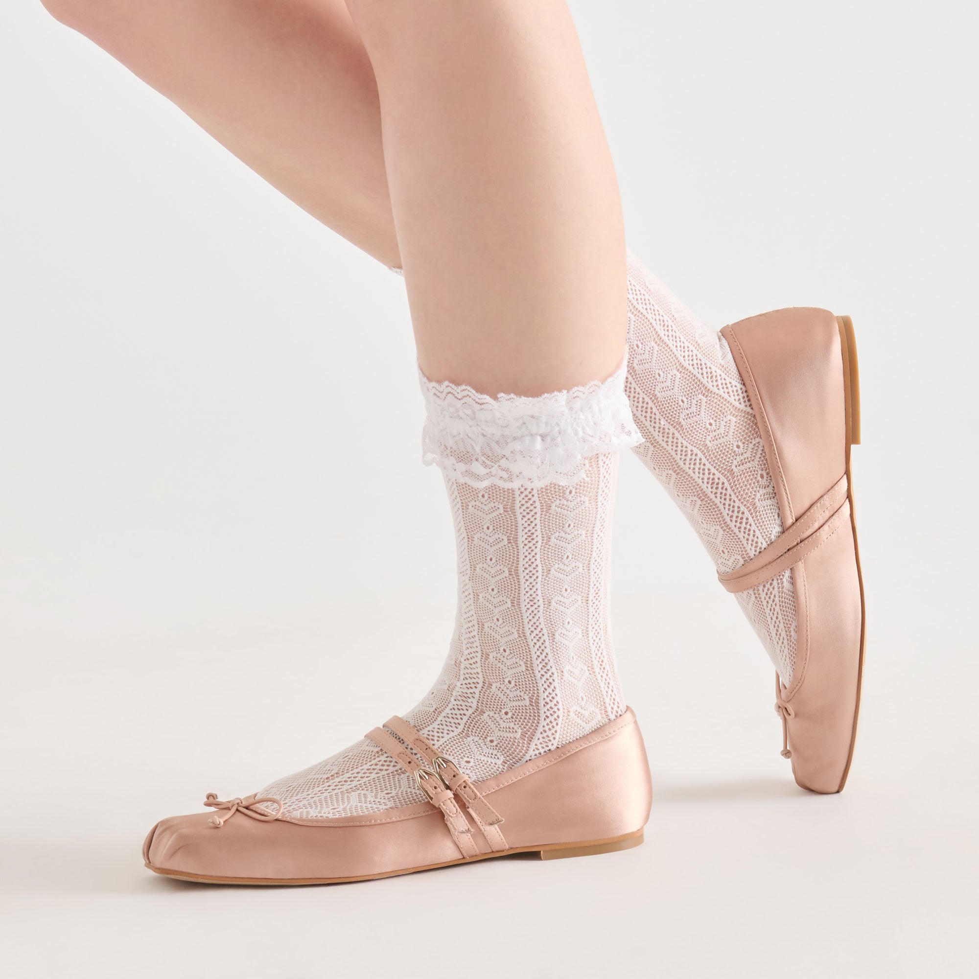 LACE RUFFLE CREW SOCKS WHITE - view 3