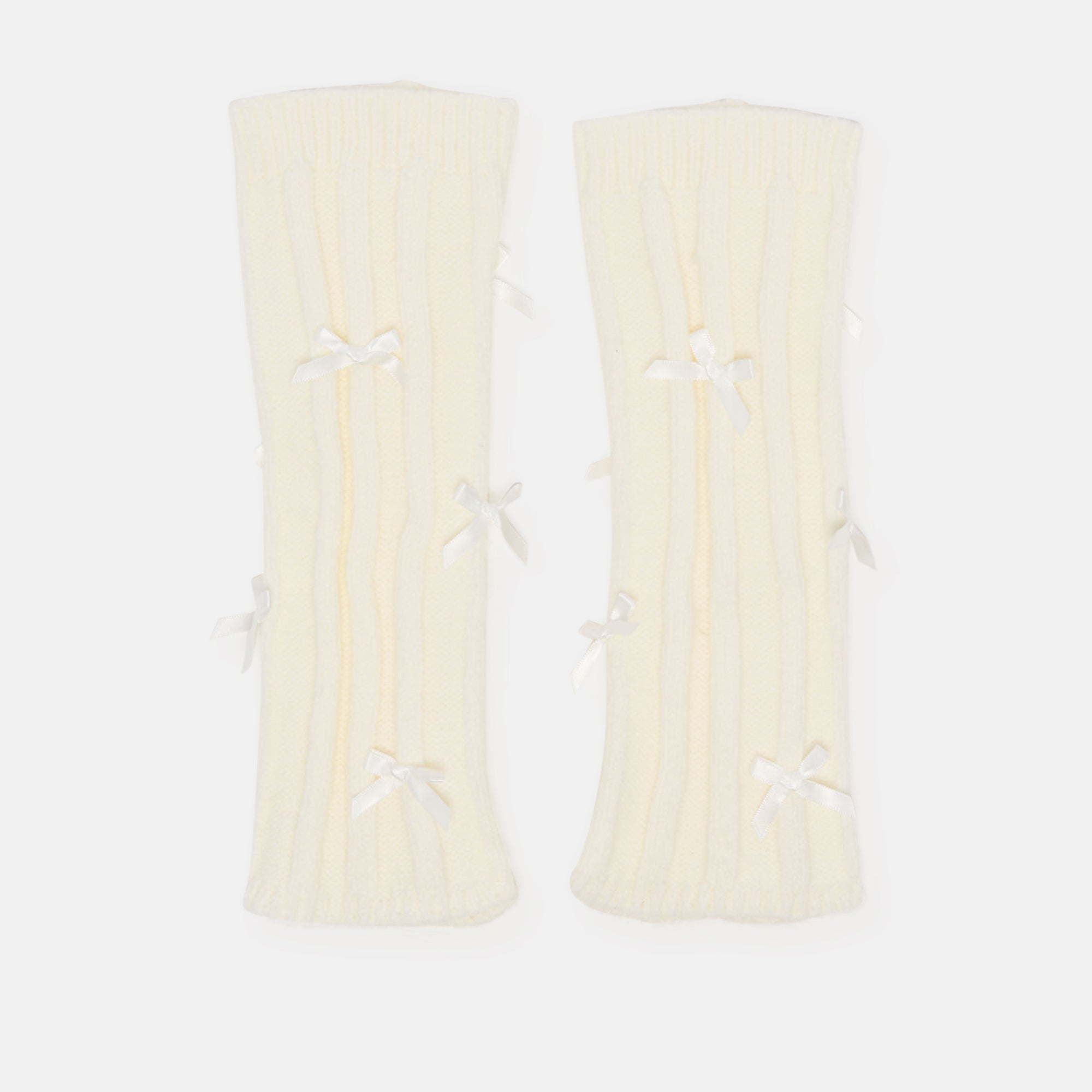 Satin Bow Ivory Leg Warmers | Dolce Vita