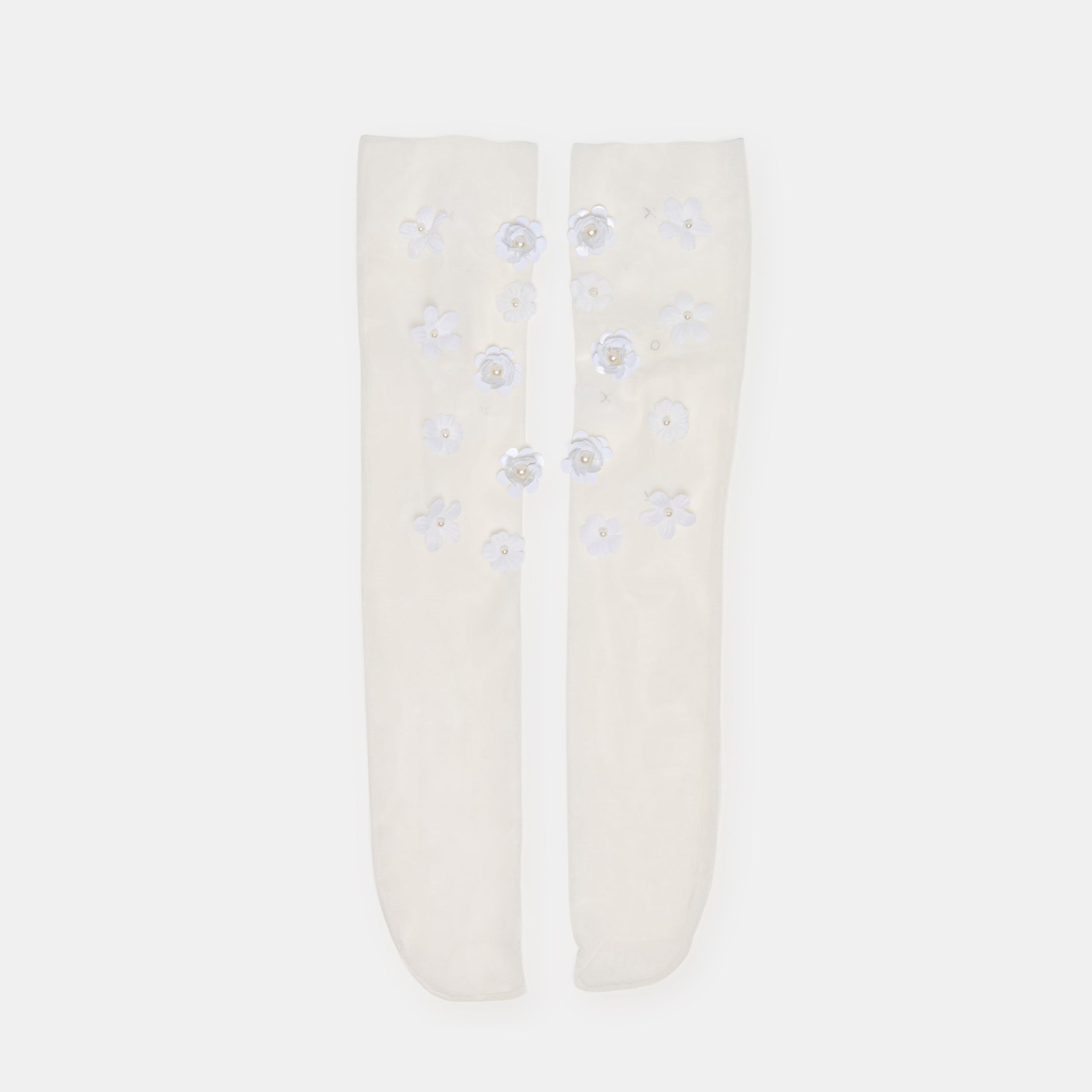 Floral Chiffon White Slouch Socks | Dolce Vita