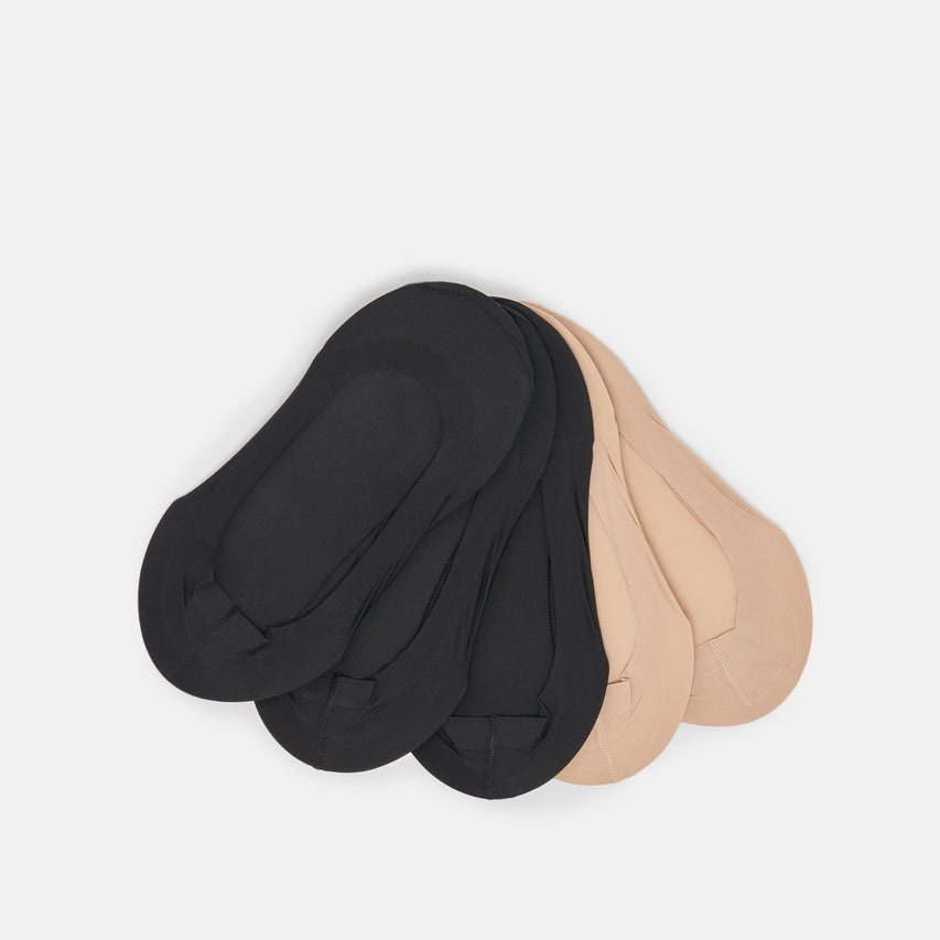 NO SHOW SOCKS 5 PACK TAN BLACK