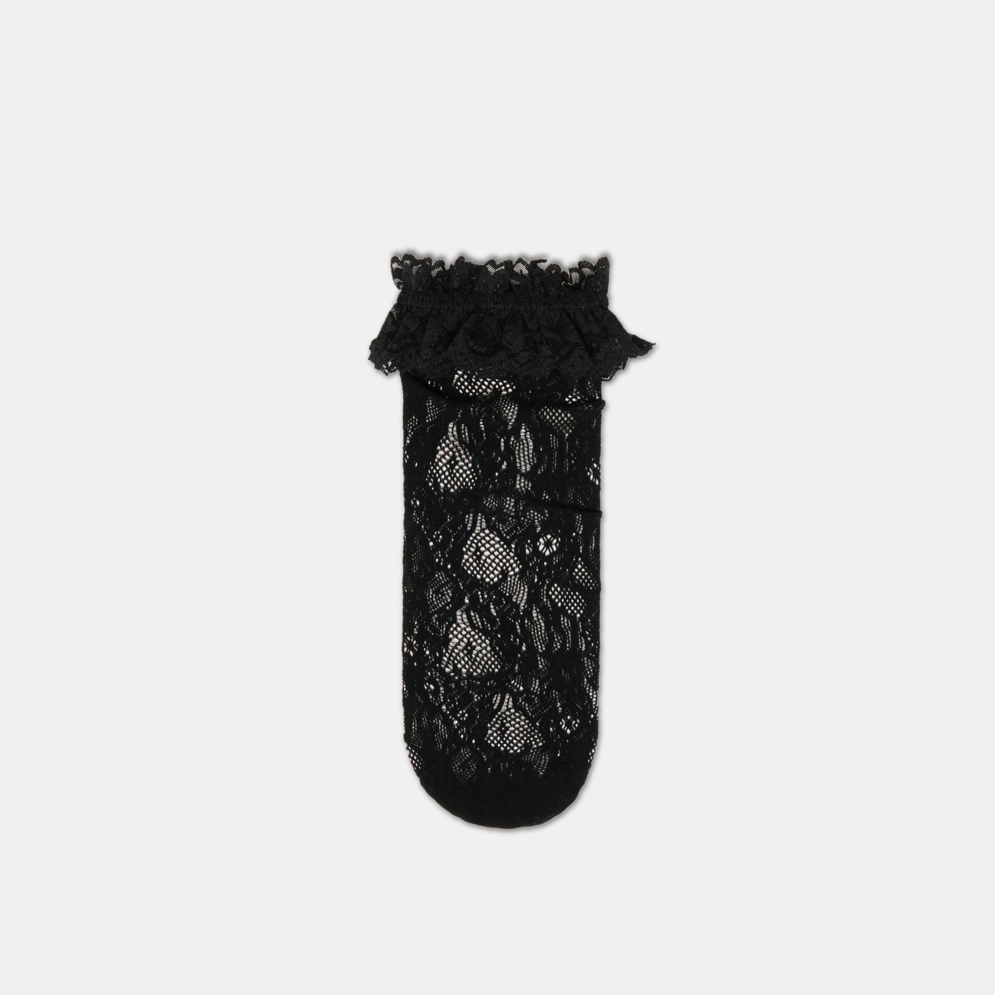 Lace Ruffle Black Crew Socks | Dolce Vita