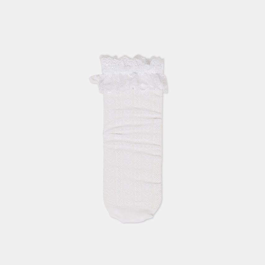 Lace Ruffle White Crew Socks | Dolce Vita