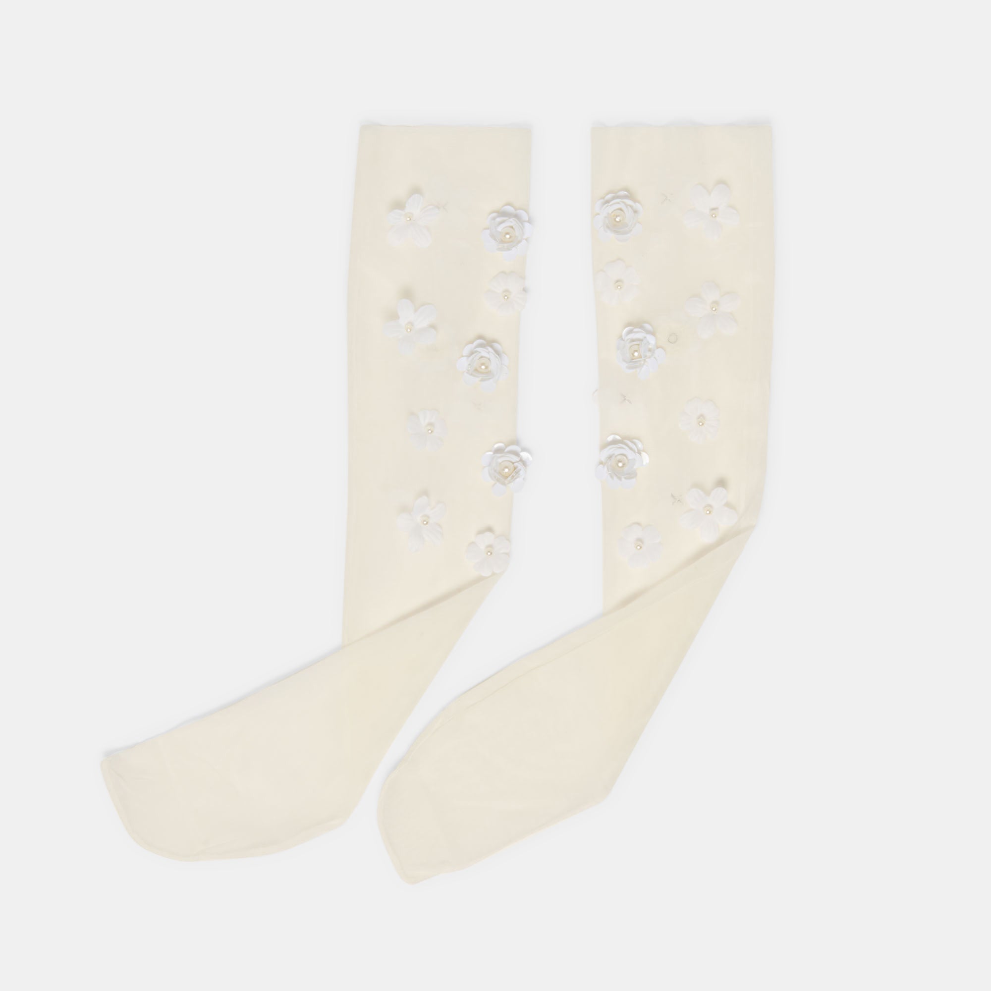 FLORAL CHIFFON SLOUCH SOCKS WHITE